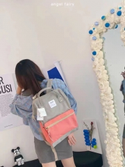 AngelFairy旅行休闲双肩包  粉拼灰